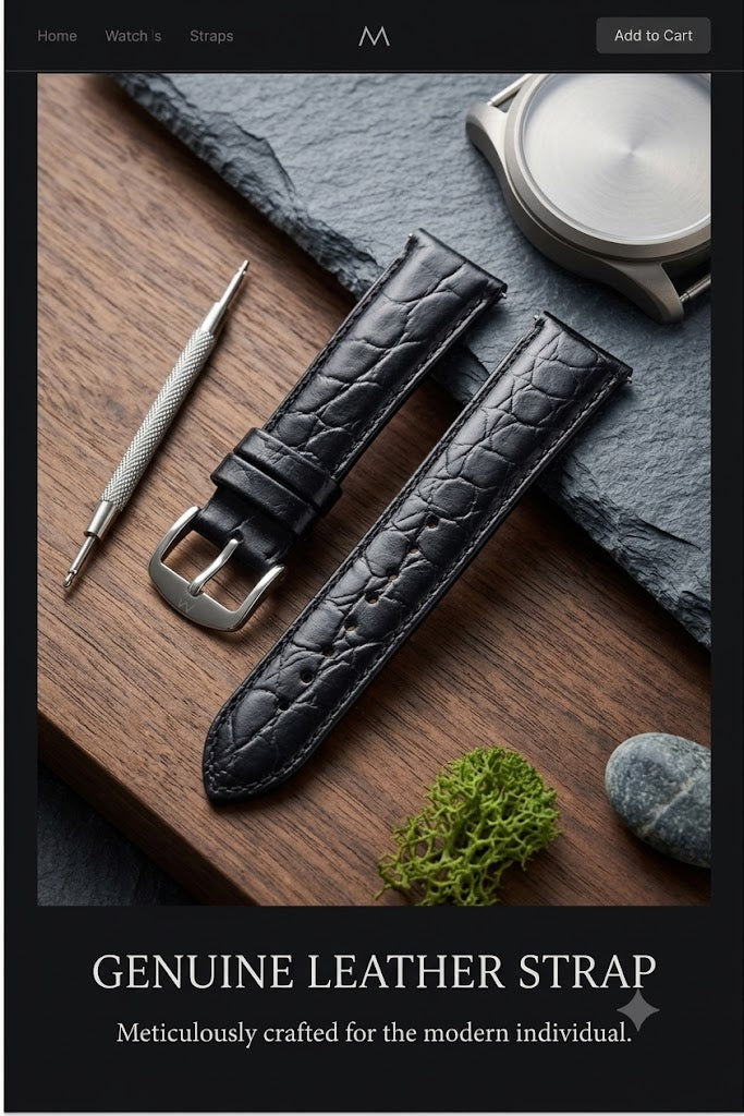 Genuine Crocodile Leather Watch Strap