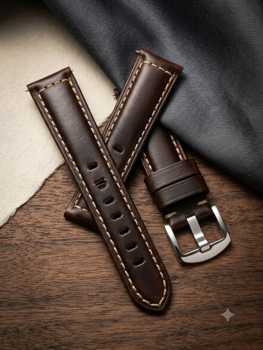 Casual Genuine Leather Watch Strap stitch style