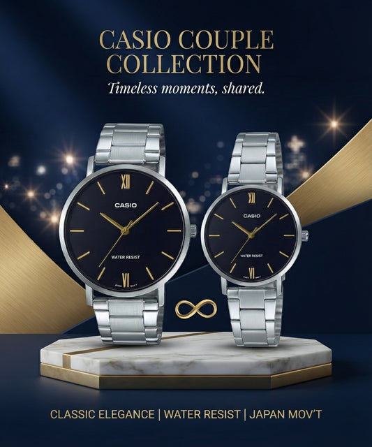 Casio MTP-VT01D-1B & LTP-VT01D-1B"His & Hers